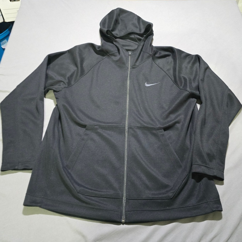 Nike Full Zip Hoodie Mens XL Black Dri-FIT Training Jacket AT3232-010